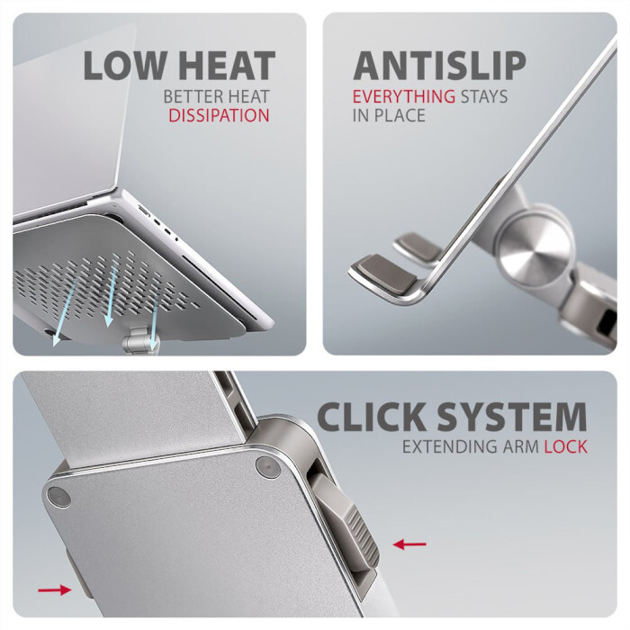 Подставка для ноутбука AXAGON Rotating Aluminum Stand for Laptop & Tablet Silver (STND-LR)