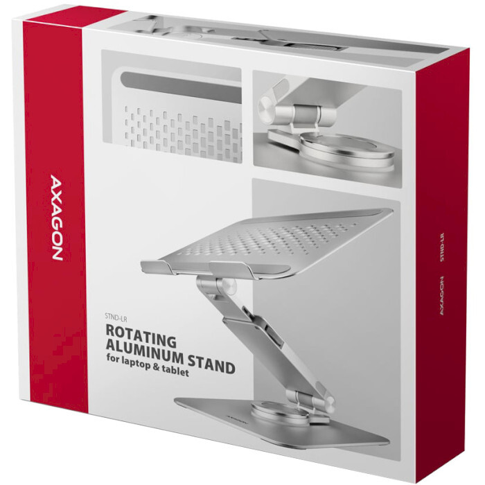 Подставка для ноутбука AXAGON Rotating Aluminum Stand for Laptop & Tablet Silver (STND-LR)
