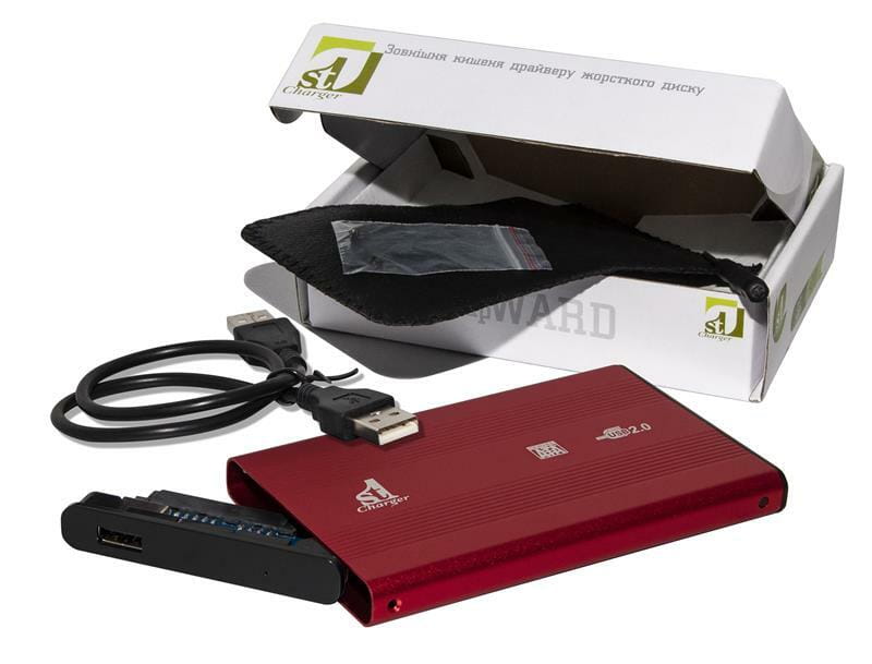 Внешний карман 1StCharger SATA HDD/SSD 2.5", USB 2.0, Red (HDE1STU2520BR)