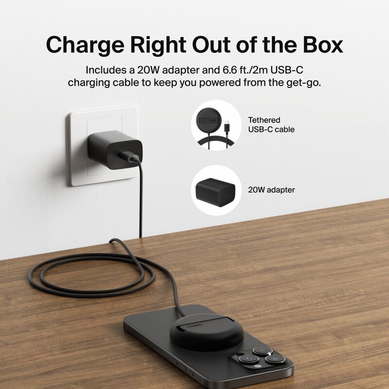 Беспроводное зарядное устройство Belkin UltraCharge Magnetic Kickstand 15W Black (WIA011HQBK)