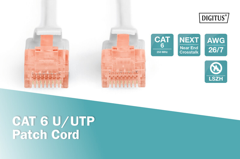 Патч-корд Digitus Cat.6 UTP, 25м, AWG 26/7, Cu, LSZH, сірий (DK-1617-250)