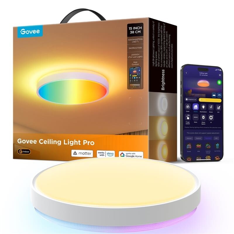 Світильник стельовий Govee Smart Ceiling Light Pro 2700-6500K White (H60A6C01)