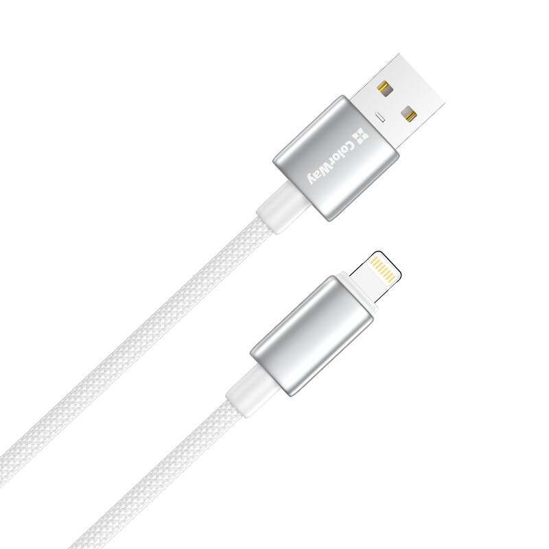 Кабель ColorWay USB - Lightning (M/M), zinc alloy braided, 3А, 2 м, White (CW-CBUL099-WT)