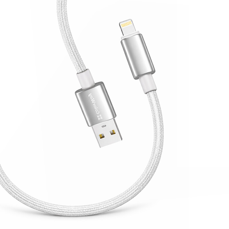 Кабель ColorWay USB - Lightning (M/M), zinc alloy braided, 3А, 2 м, White (CW-CBUL099-WT)