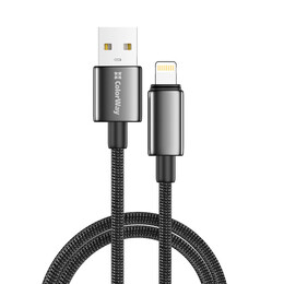 Кабель ColorWay USB - Lightning (M/M), zinc alloy braided, 3А, 2 м, Black (CW-CBUL099-BK)