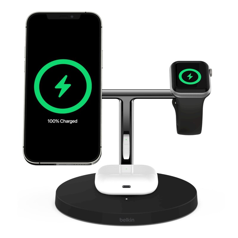 Беспроводное зарядное устройство Belkin BoostCharge Pro 3-in-1 Wireless Charger with MagSafe 15W Black (WIZ032KQBK)