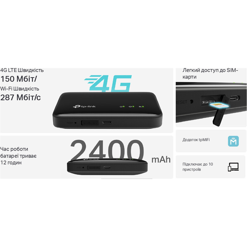 Беспроводной 3G/4G маршрутизатор TP-Link M7005 Black