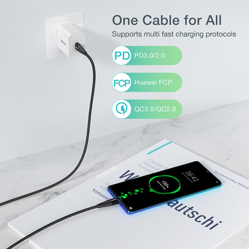 Кабель Choetech USB Type-C - USB Type-C (M/M) 100W, 1 м Black (XCC-1008)