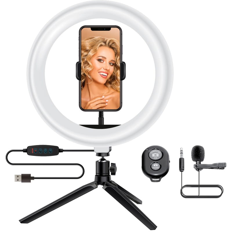 Кольцевая USB LED-лампа ACCLAB Ring of Light AL-LR101MB + микрофон и Bluetooth управление (1283126502057)
