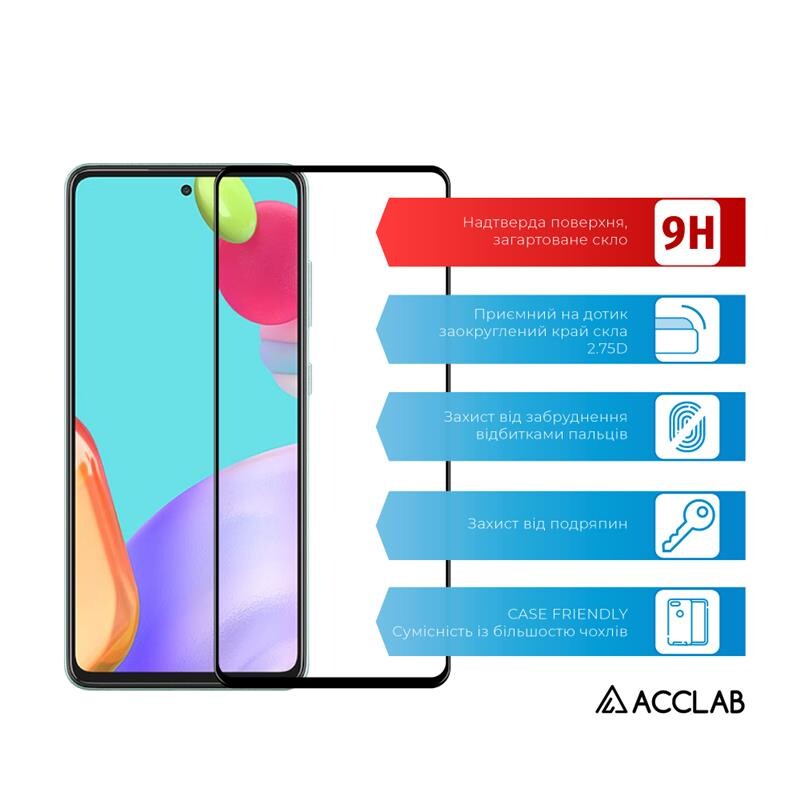 Захисне скло ACCLAB Full Glue для Samsung Galaxy A52 SM-A525 Black (1283126510540)