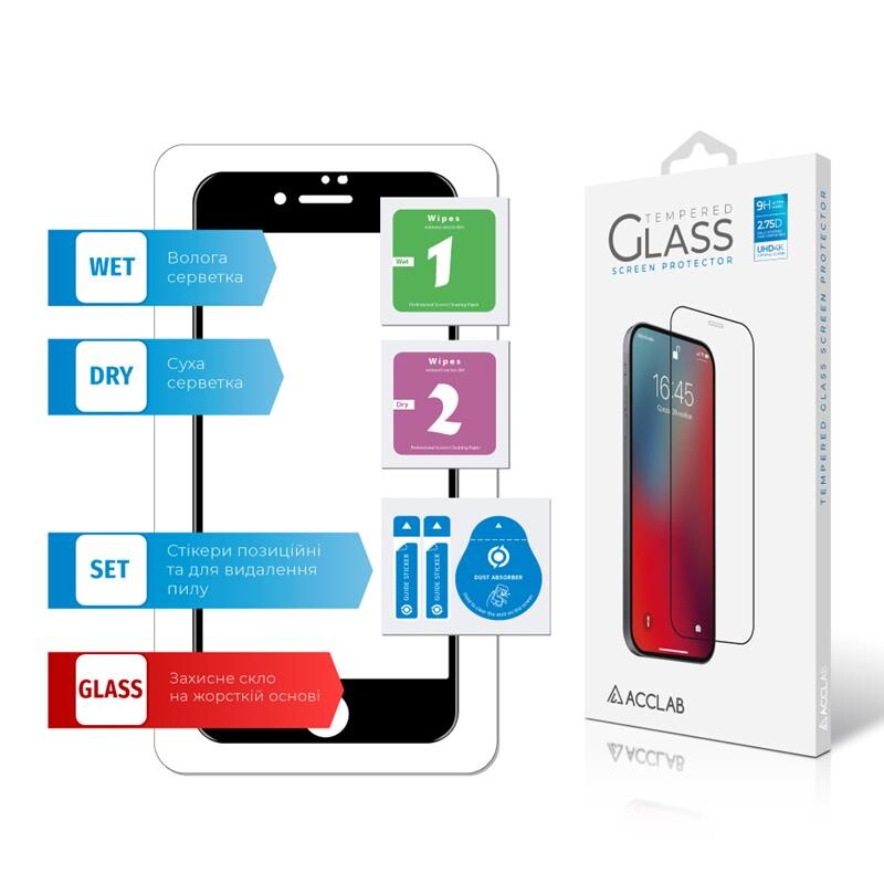 Захисне скло ACCLAB Full Glue для Apple iPhone SE 2020/8/7 Black (1283126508172)