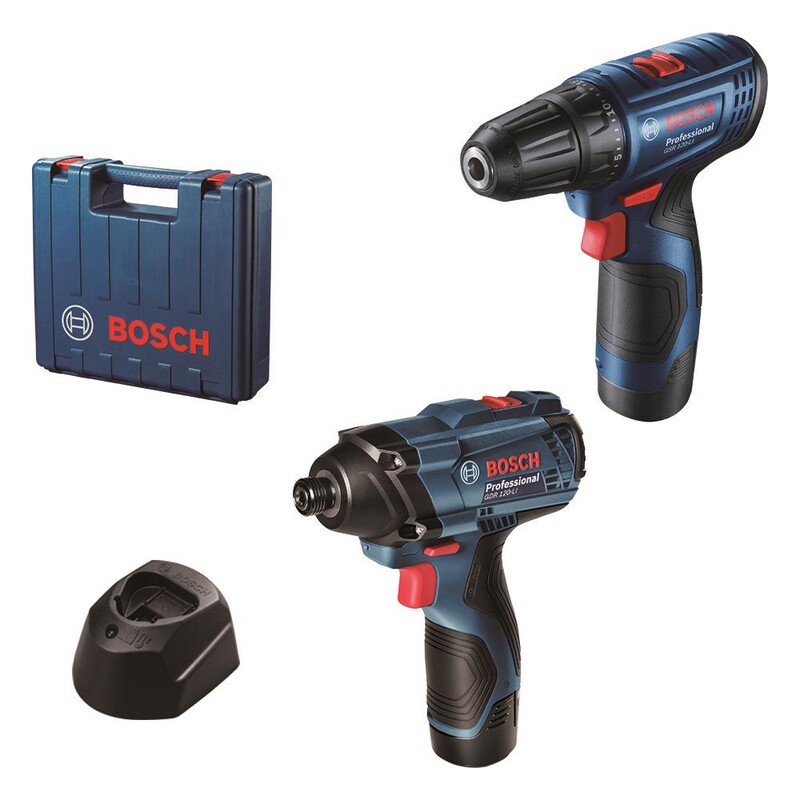 Дрель-шуруповерт Bosch Professional GSR 120-LI 12В + гайковерт ударный GDR 120-LI акб 2х2Ач, кейс (0.601.9G8.023)