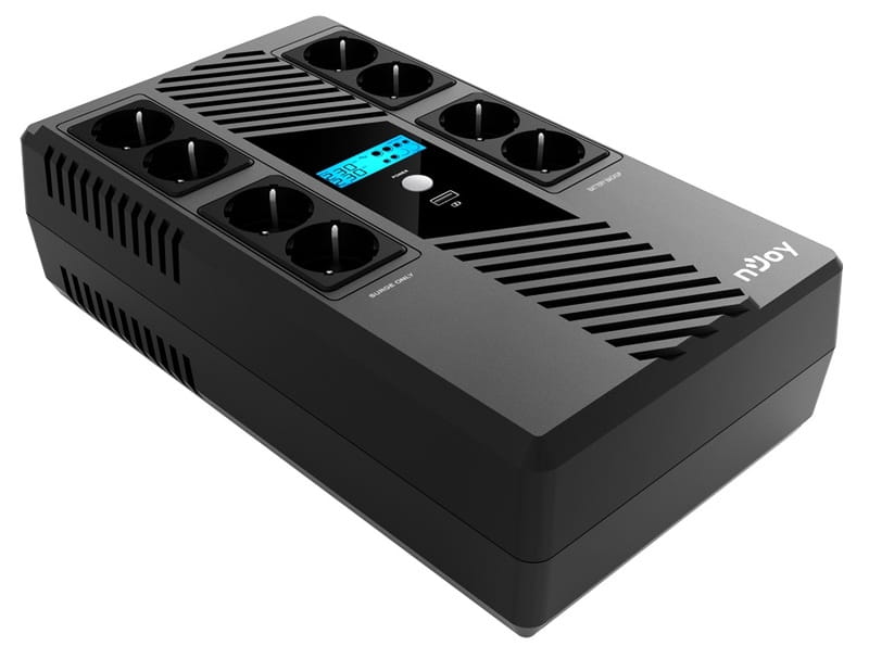 ИБП NJOY Token 800 (UPCSBLS680TTOAZ01B), Lin.int., 8 x Schuko, USB, LCD, пластик