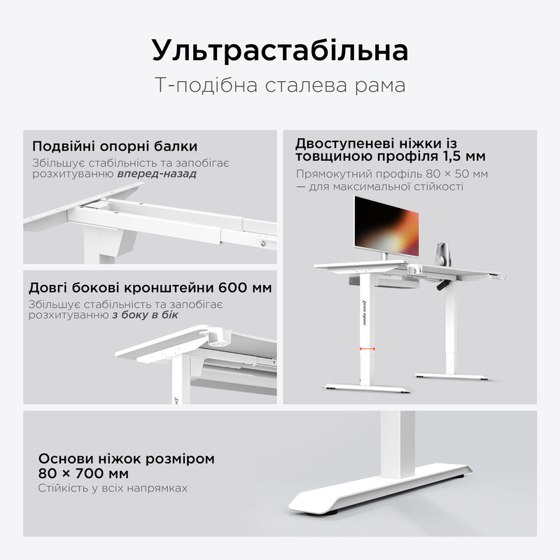 Комп`ютерний стіл Anda Seat Xtreme 1600x800 White (AD-D-DD1-1600-07-W)