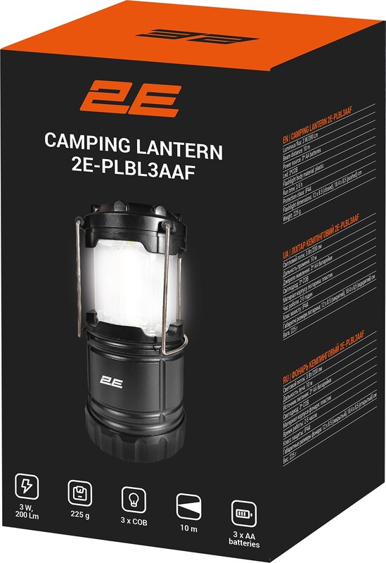 Фонарь кемпинговый на батарейках 2E 3 Вт складной Black (2E-PLBL3AAF)