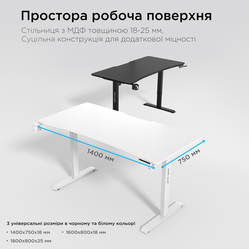 Комп`ютерний стіл Anda Seat Xtreme 1400x750 White (AD-D-DD1-1400-07-W)