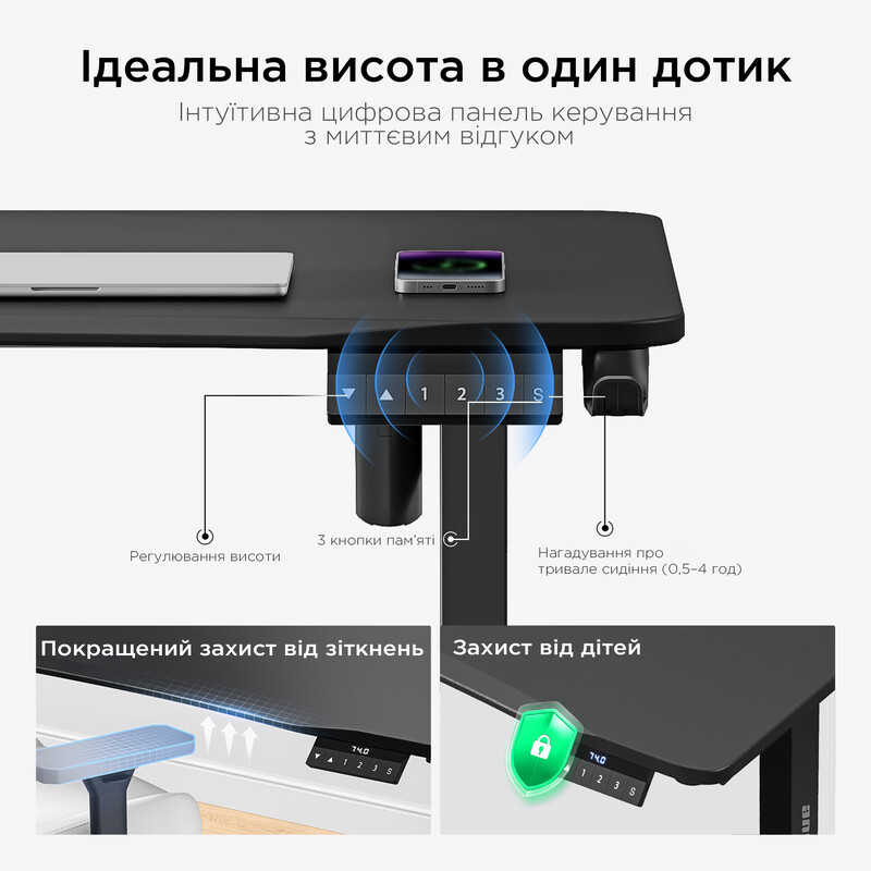 Комп`ютерний стіл Anda Seat Xtreme E 1600x800 Black (AD-D-DD1-1600-06-B)