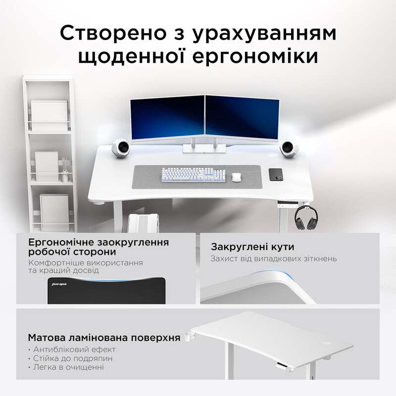 Комп`ютерний стіл Anda Seat Xtreme Pro 1400x750 White (AD-D-DD1-1400-08-W)