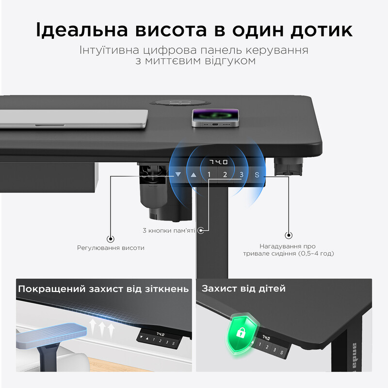 Компьютерный стол Anda Seat Xtreme Pro 1600x800 Black (AD-D-DD1-1600-08-B)