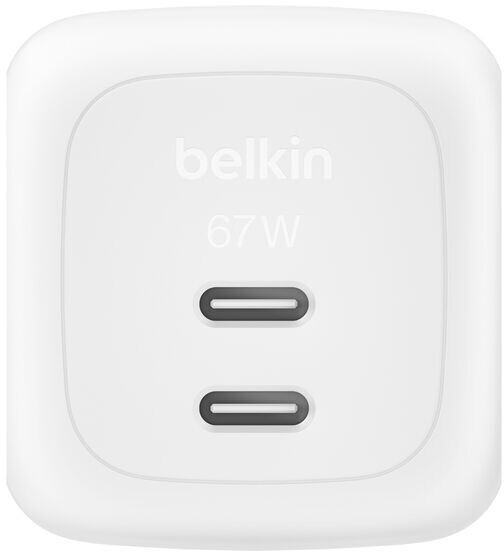 Сетевое зарядное устройство Belkin BoostCharge Pro New Dual USB-C GaN Wall Charger 67W White (WCH020KQWH)