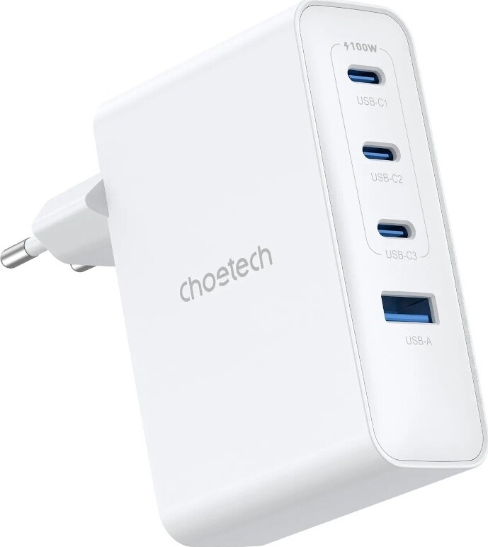 Сетевое зарядное устройство Choetech GaN PD100W 4Ports White (PD9002)