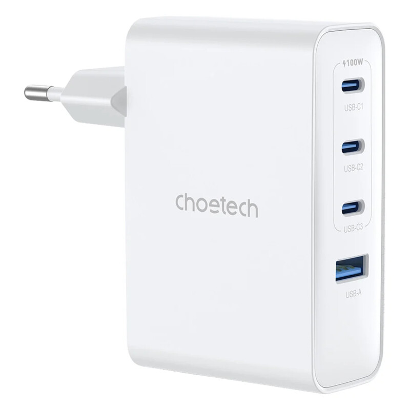 Сетевое зарядное устройство Choetech GaN PD100W 4Ports White (PD9002)