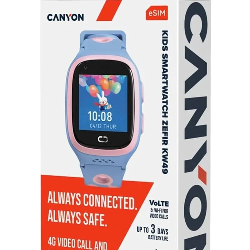 Дитячий смарт-годинник Canyon Zefir KW-49 4G LTE Pink-Blue (CNE-KW49PB)