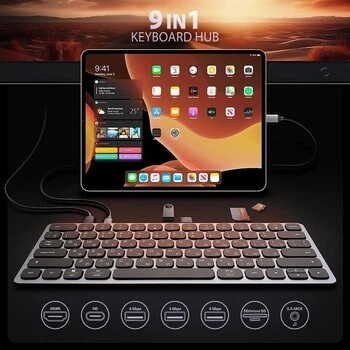 Клавиатура Axagon HMC-KB 9 in 1 Layout USB Silver/Black (HMC-KB-CRL)