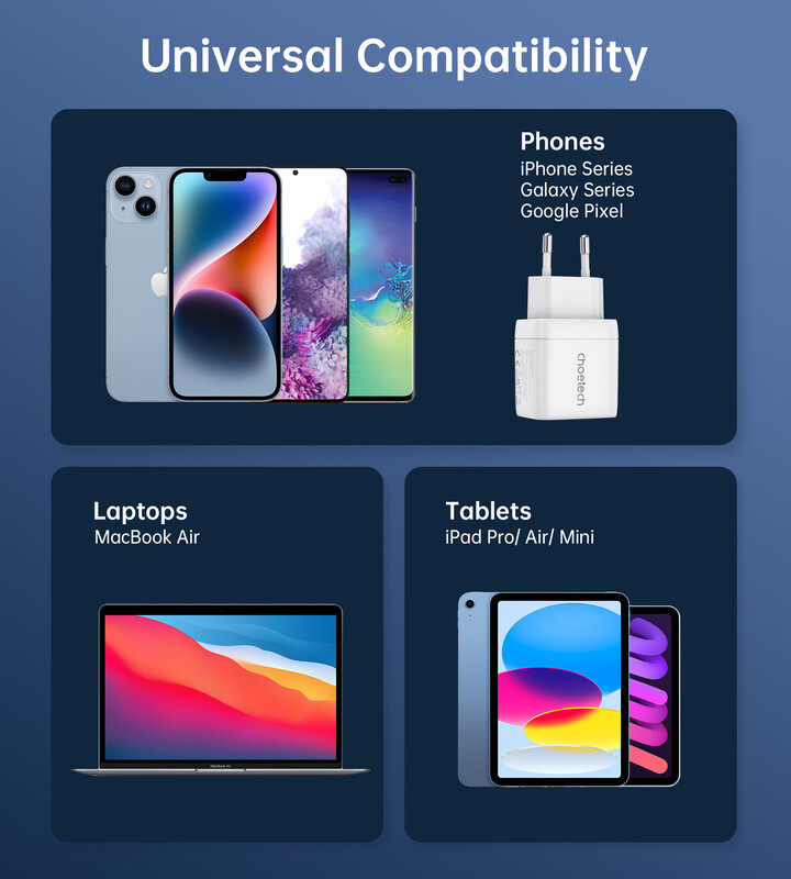 Сетевое зарядное устройство Choetech (USB-C+USB-A) White (PD6052-EU-WH)