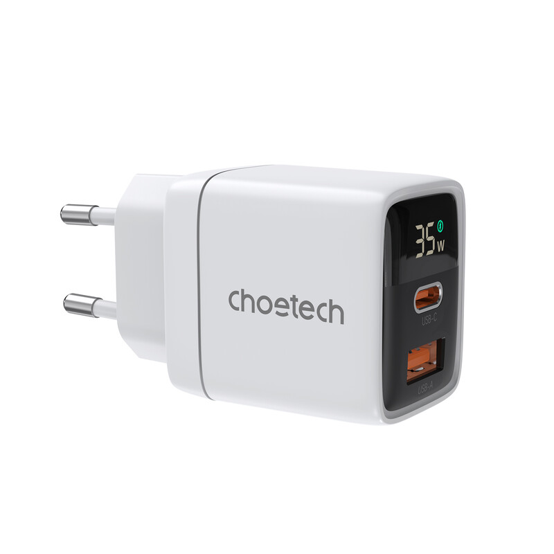Сетевое зарядное устройство Choetech (USB-C+USB-A) White (PD6052-EU-WH)
