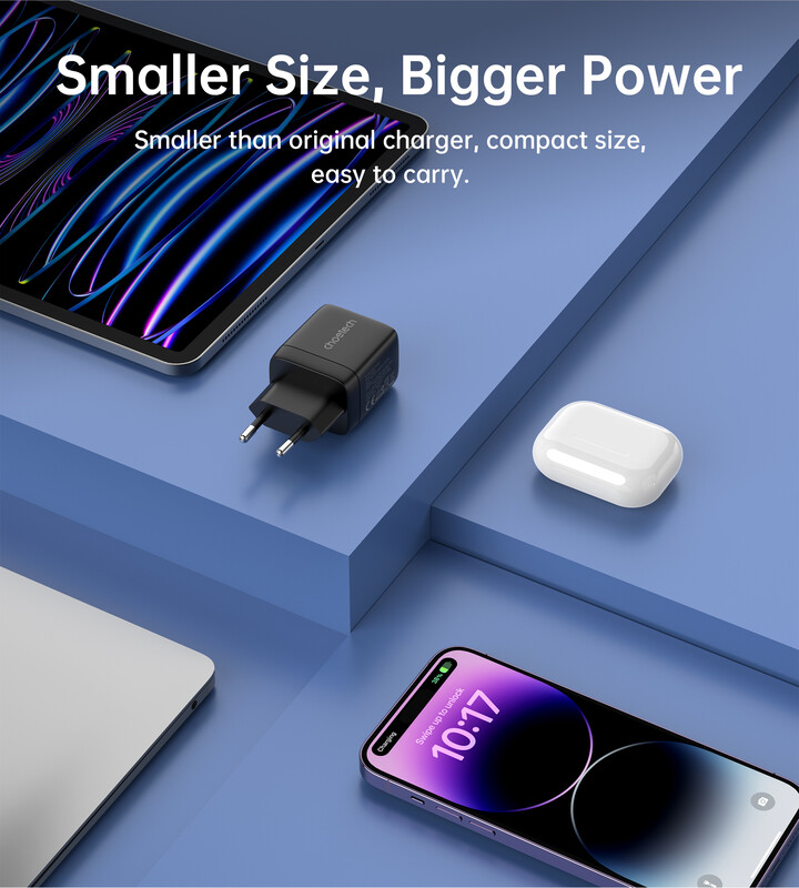 Сетевое зарядное устройство Choetech (USB-C+USB-A) Black (PD6052-EU-BK)