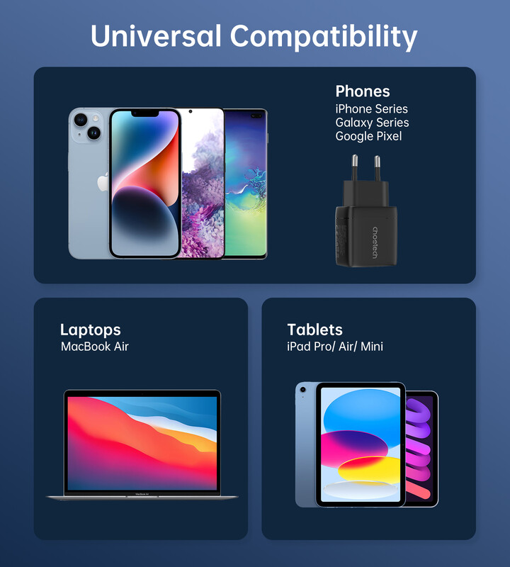 Сетевое зарядное устройство Choetech (USB-C+USB-A) Black (PD6052-EU-BK)