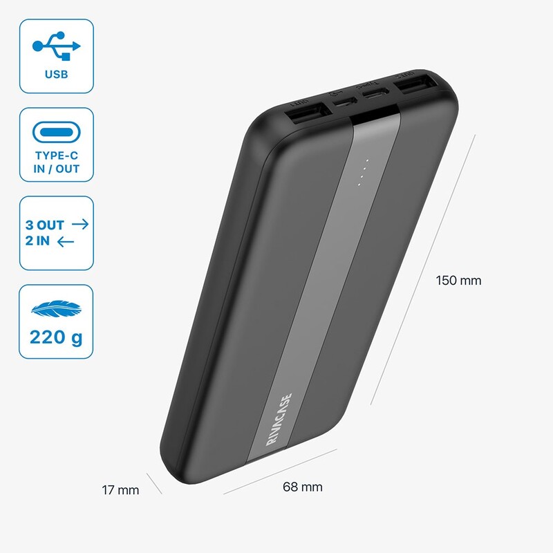 Универсальная мобильная батарея Rivacase Rivapower 10000mAh Black (VA2041)