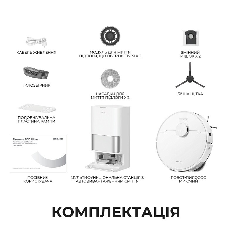 Робот-пилосос Dreame Bot D30 Ultra White (RTD31TE)