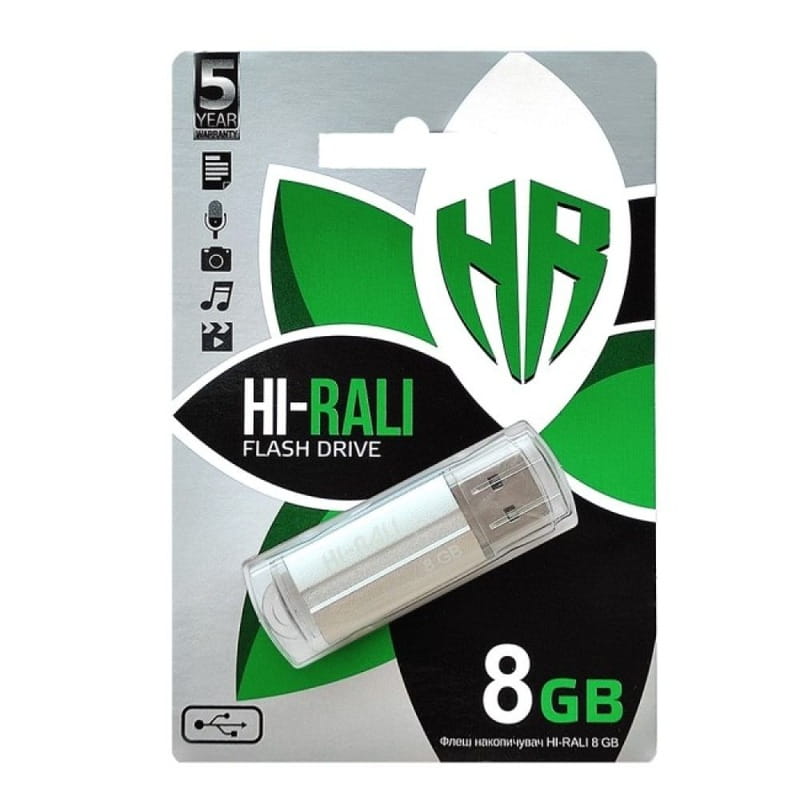 Флеш-накопитель USB 8GB Hi-Rali Corsair Series Silver (HI-8GBCORSL)