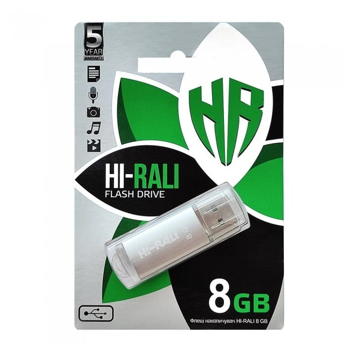 Флеш-накопитель USB 8GB Hi-Rali Rocket Series Silver (HI-8GBVCSL)