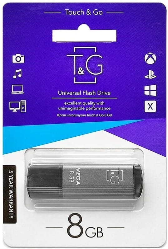 Флеш-накопитель USB 8GB T&G 121 Vega Series Grey (TG121-8GBGY)