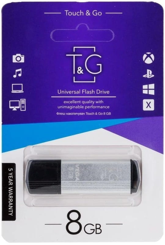 Флеш-накопичувач USB 8GB T&G 121 Vega Series Silver (TG121-8GBSL)