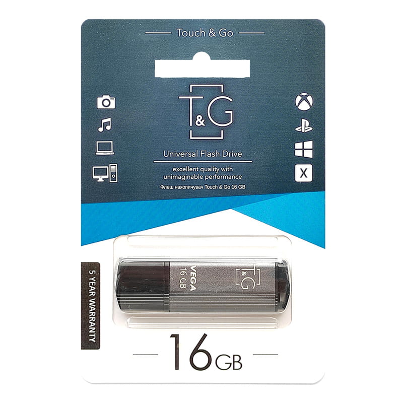 Флеш-накопитель USB 16GB T&G 121 Vega Series Grey (TG121-16GBGY)