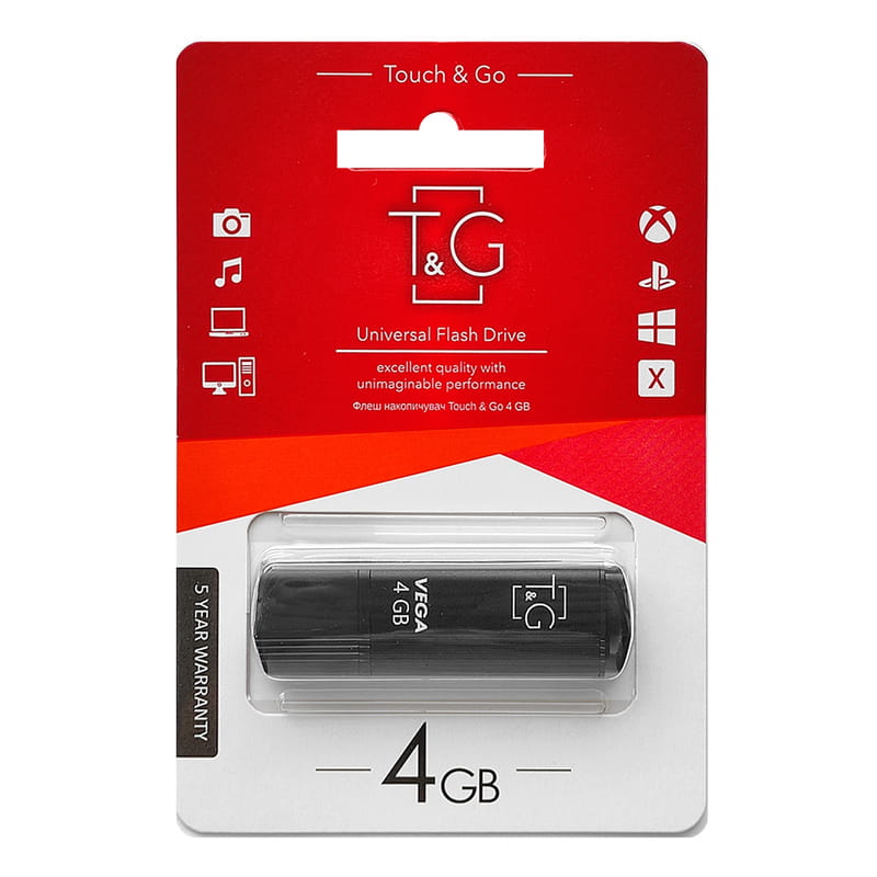 Флеш-накопитель USB 4GB T&G 121 Vega Series Black (TG121-4GBBK)