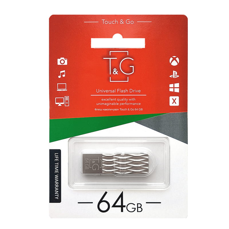 Флеш-накопитель USB 64GB T&G 103 Metal Series Silver (TG103-64G)