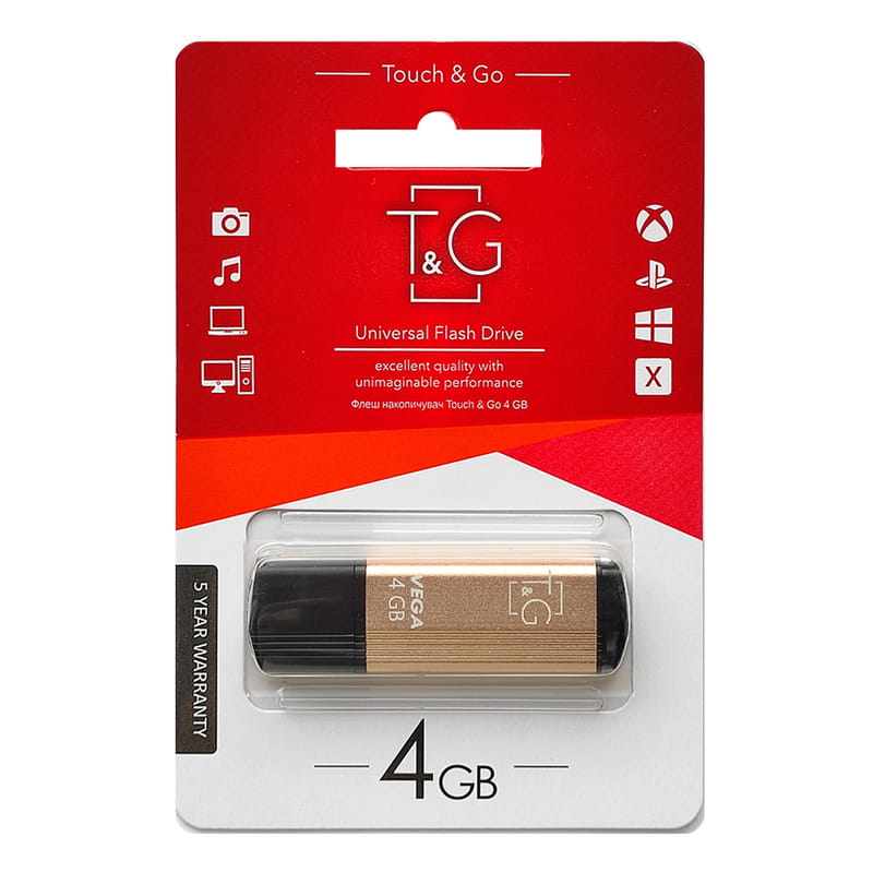 Флеш-накопитель USB 4GB T&G 121 Vega Series Gold (TG121-4GBGD)