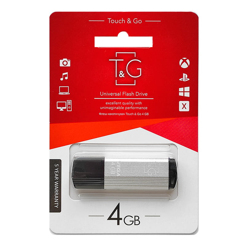 Флеш-накопичувач USB 4GB T&G 121 Vega Series Silver (TG121-4GBSL)