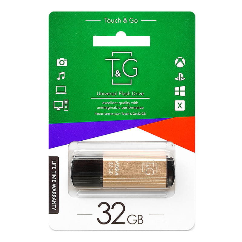 Флеш-накопитель USB 32GB T&G 121 Vega Series Gold (TG121-32GBGD)