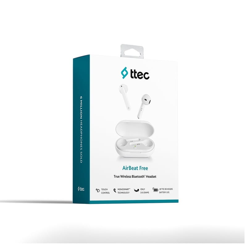 Bluetooth-гарнітура Ttec AirBeat Free True Wireless Headsets White (2KM133B)