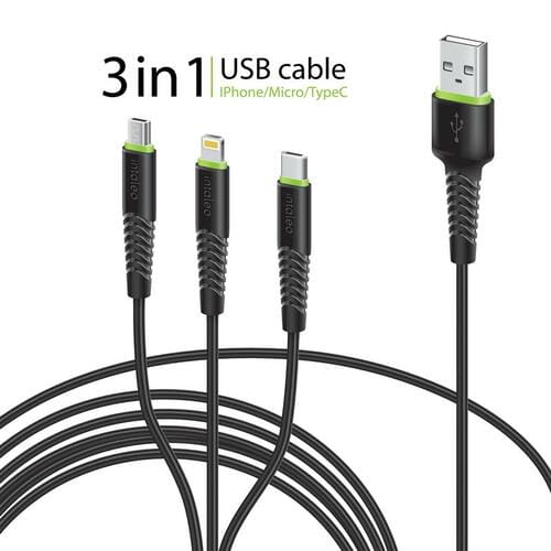 Photos - Cable (video, audio, USB) Intaleo Кабель  CBFLEXU1 USB - Lightning + micro USB + USB Type-C , 1. (M/M)