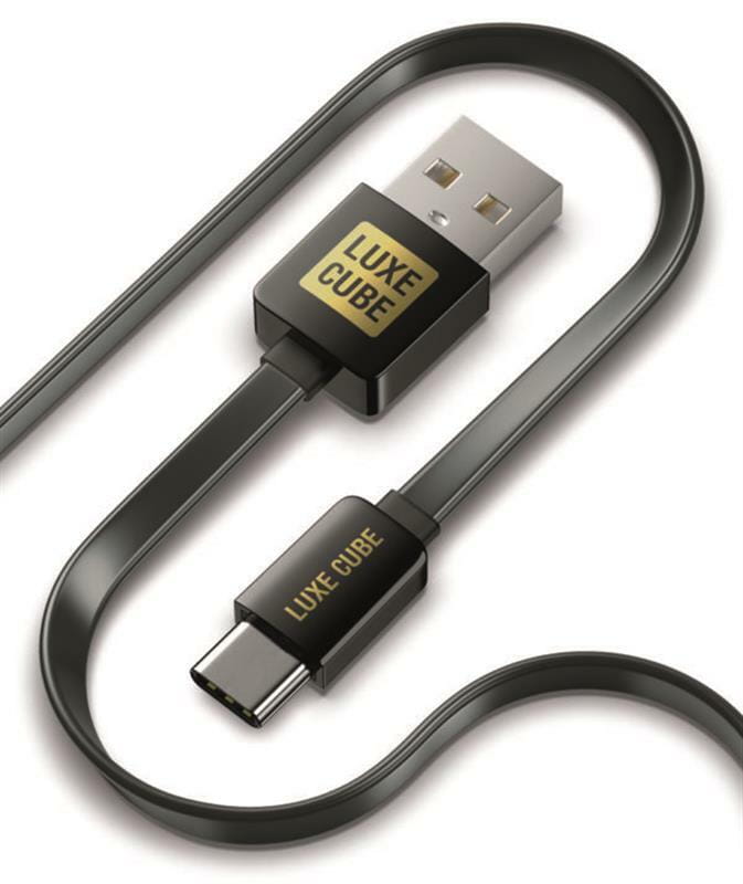 Кабель Luxe Cube Flat USB - USB Type-C (M/M), 1 м, черный (8886668688895)