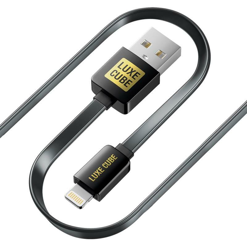 Кабель Luxe Cube Flat USB - Lightning (M/M),  1 м, чорний (2231252964019)