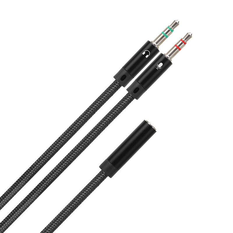 Адаптер ColorWay 3.5 мм - 2х3.5 мм (F/M), 1 м, Black (CW-AD-J2MJ)