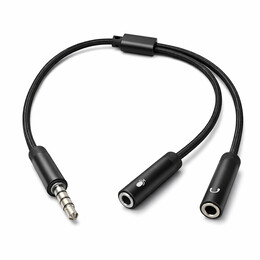 Адаптер ColorWay 3.5 мм - 2х3.5 мм (M/F), 0.28 м, Black (CW-AD-J2FJ)